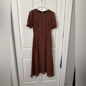 SHEIN Brown Patterned Midi Dress